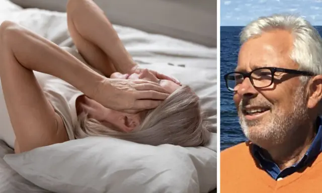 Klimakteriet kan ge vallningar. En man ler vid havet, kanske en symbol för hopp om behandling.