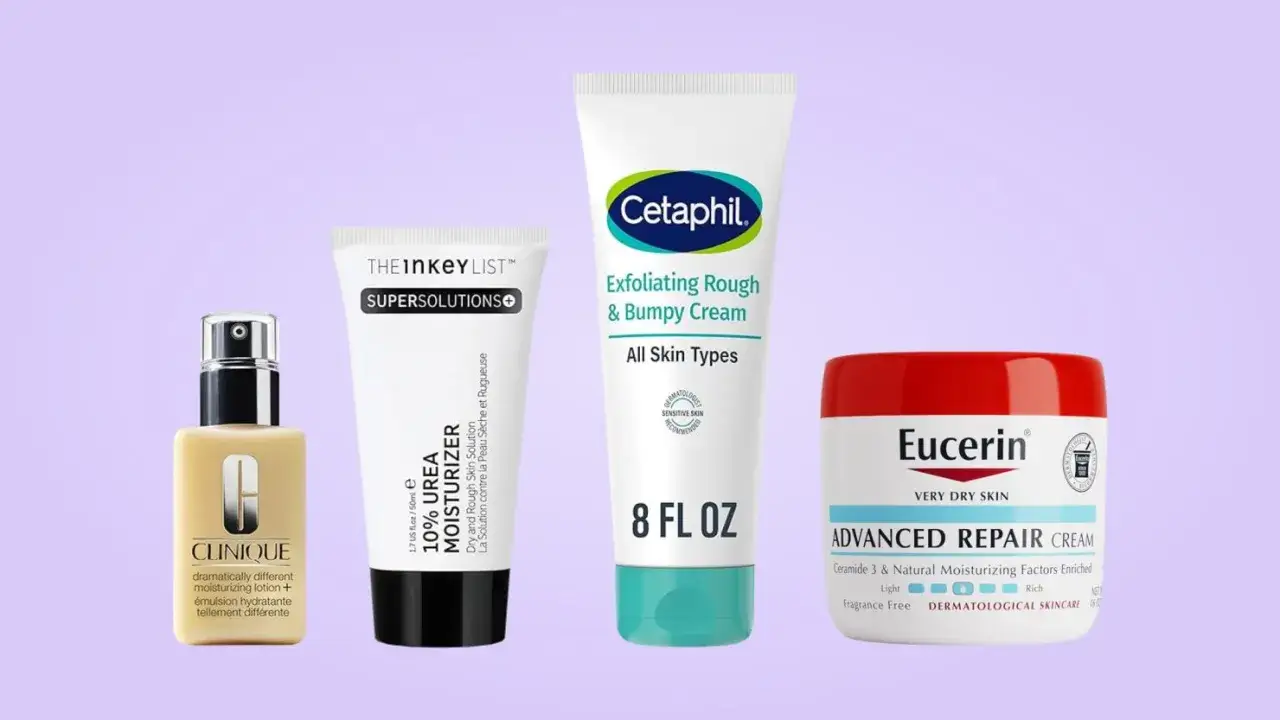 Hudvårdsprodukter för ansiktet: Clinique, The Inkey List med karbamid, Cetaphil och Eucerin.
